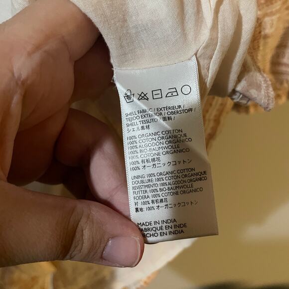 Cleobella Rosy Mini Dress SZ LARGE Tamil Block Print Peasant Bohemian $198 EUC - Picture 9 of 15